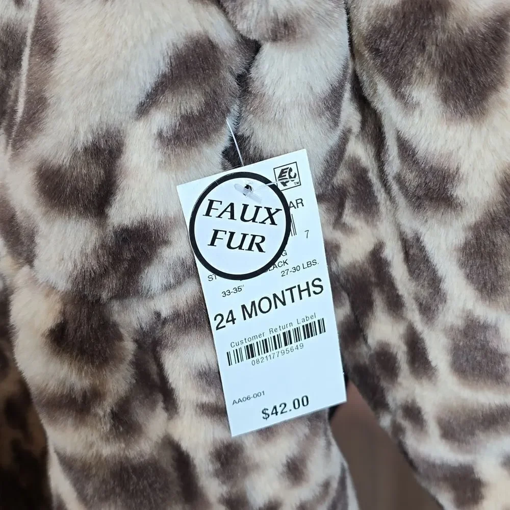 Leopard Faux Fur Coat with Hood
